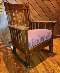 Vintage Mission Style Wooden Rocking Chair