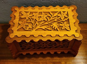 Fancy Wooden Box With Lid And Cutout Designs