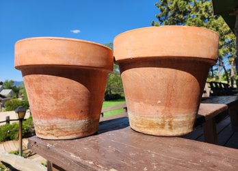 (2) Large Clay Garden Pots