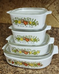 Vintage Set Of CORELLE The Spice Of Life Cookware Dishes With Lids