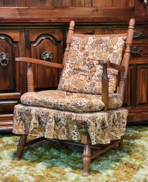 Vintage Wooden Chair With Covered Cushions