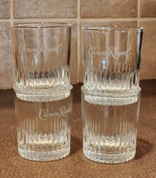 (4) Vintage CROWN ROYAL Cut Glass Drinking Glasses