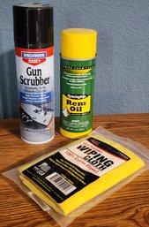 Gun Oil, Scrubber And Cloth FIREARM CLEANING SUPPLIES