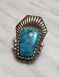 Vintage Sterling Silver BOLO TIE Turquoise Pendant #S25
