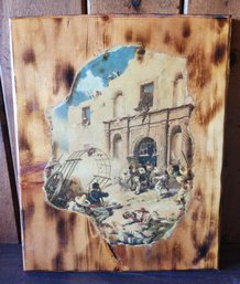 Vintage Art Print Of Battle At THE ALAMO Wall Accent