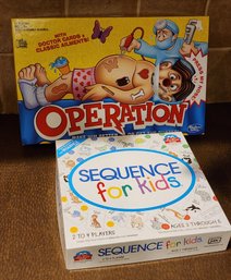 Sequence For Kids And OPERATION Kids Board Games