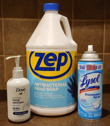 Home Cleaning Supplies - Hand Soap, Hand Sanitizer And LYSOL