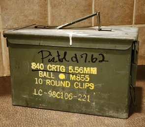 Vintage Metal Militaria Gun Ammunition Box #1