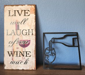 (2) Wine Theme Hanging Wall Accents