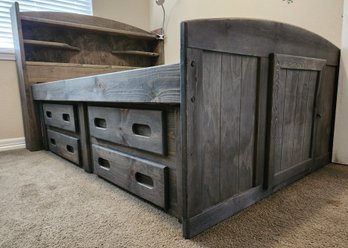 Wooden Bed System With Storage