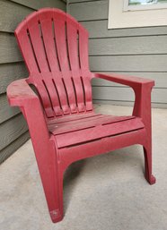 Large Red Plastic Lounge Outdoor Chair