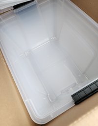(6) Brand New Clear Totes With Lids By IRIS USA