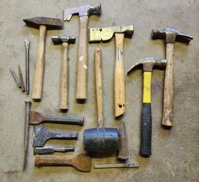 Large Assortment Of Hammers And Chisels