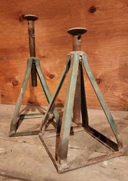 (2) Vintage Green Jack Stands Auto Tools