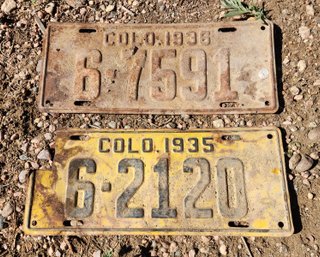 (2) 1930's COLORADO License Plates