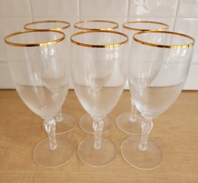 Vintage Gold Rim Glassware (6) Wine Style