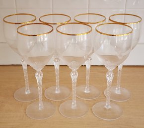 Vintage Gold Rim Glassware (7) Wine Style #2