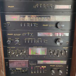Vintage PILOT Hifi Tower System Stereo Tuner With (2) Monitor Speakers