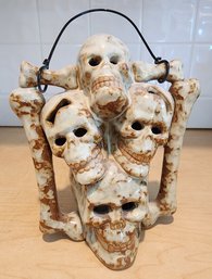 Ceramic Tower Of Skulls Halloween Tealight Candle Display