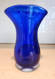 Vintage Blue Art Glass VASE Vessel
