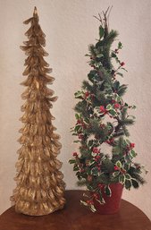 (2) Vintage Christmas Tree Home Decor Selections