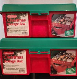 (2) Christmas Storage Tote Organizers With Accessories Inside