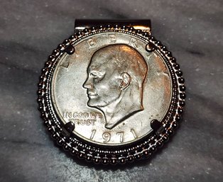 Vintage Money Clip With 1971 Eisenhower US Cpin Accent