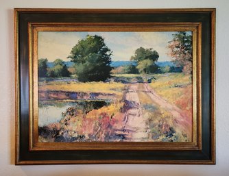 Vintage Framed Art Print Wall Accent Meadow Scene