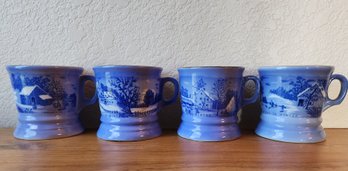 Vintage Set Of (4) CURRIER & IVES Coffee Cups