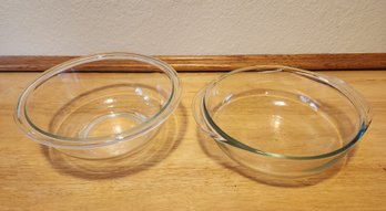 (2) Vintage Round Glass Bakeware Dishes