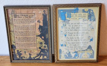 (2) Vintage Framed Print Wall Accent Selections