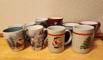 Large Assortment Of Christmas Theme Coffee Cups