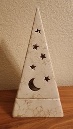 Vintage PARTYLITE Galaxy Moon Stars Ceramic Pyramid Tea Light Candle Holder