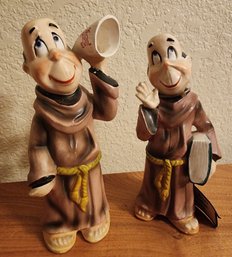 (2) Vintage Porcelain Monk Figures