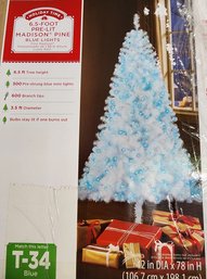 6.5 Foot Madison Pine Pre Lit Blue Christmas Tree
