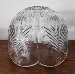 Large Cut Glass Decorative Bowl Gold Rim