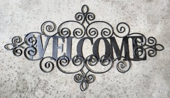 Metal Black Hanging WELCOME Decor Wall Accent