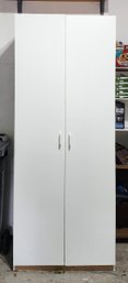 Large White Pressed Wood Storage Cabinet
