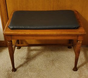 Vintage Wooden Padded Bench Stool