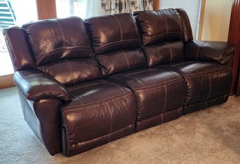 Brown Synthetic Leather Recliner Style Couch