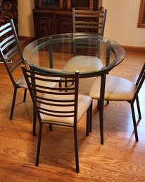 Contemporary Glass Top Dining Table And (4) Chairs