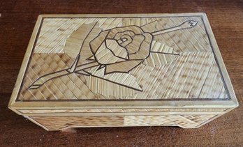 Vintage Wooden Rose Theme Trinket Box