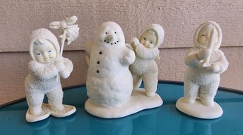 Vintage Set Of (3) SNOWBABIES Figures Feat. SNOWMAN
