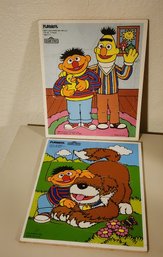 (2) Vintage Children's Wood Puzzles Feat. BERT AND ERNIE