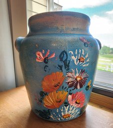 Vintage Handpainted Flower Basket Vessel Ceramic Home Decor