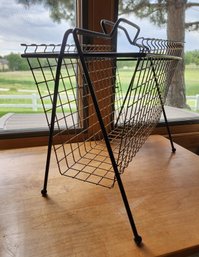 Vintage Metal Mid Century Modern Magazine Rack