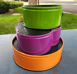 (3) Unused Colorful Cake Baking Pans