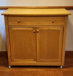 Vintage Wooden Rolling Kitchen Organizer Cabinet