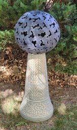 Pedastal And Metal Orb Outdoor Lawn And Garden Decor