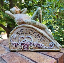 Vintage Ceramic WELCOME Frog Theme Outdoor Lawn And Garden Decor